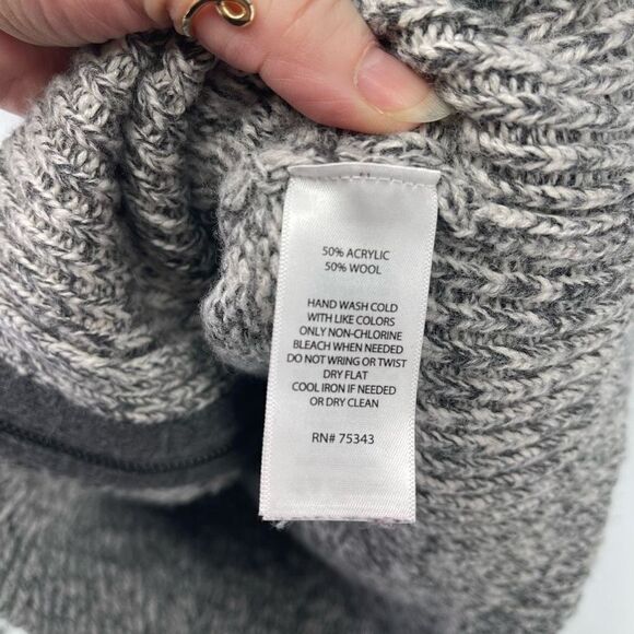 Cambridge Dry Goods Women's Skier Sweater Cardigan Shawl collar Wool Grey Medium - Picture 7 of 10